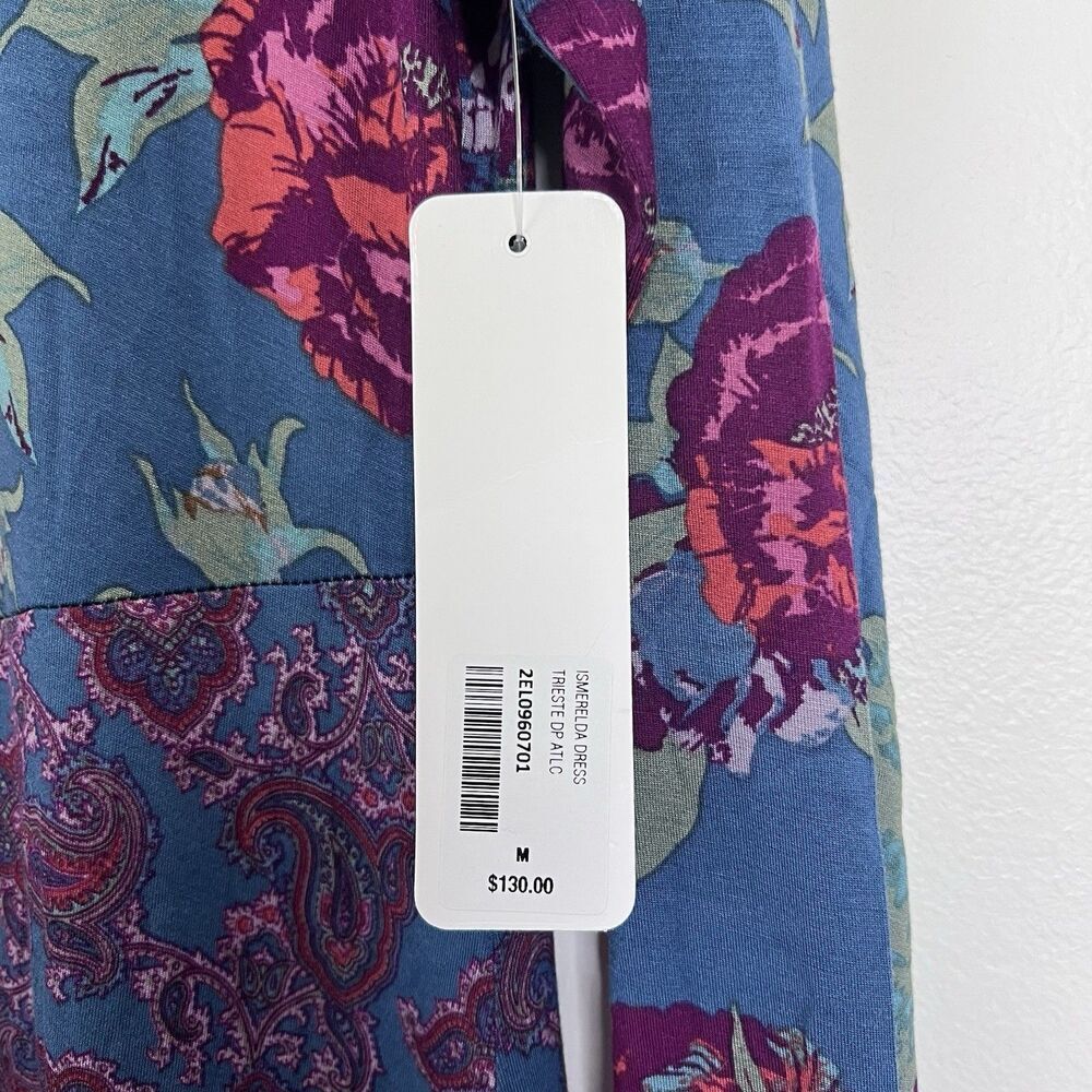 Soft Surroundings Ismerelda Floral Maxi Dress Blue Pink Jersey Long Sleeve M NEW - Picture 6 of 10